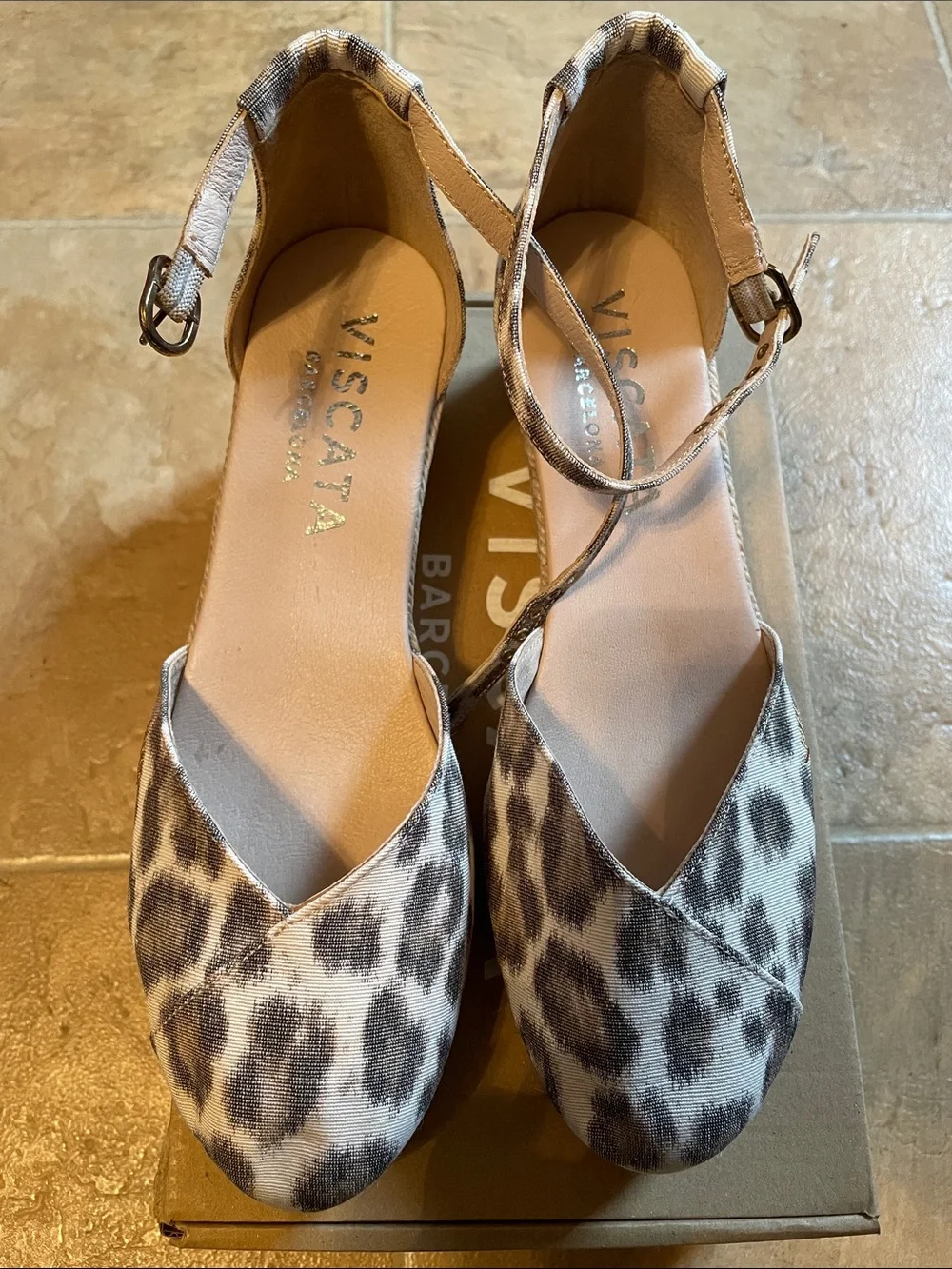 VISCATA Leopard Print Ankle-Strap Espadrilles - Neutral